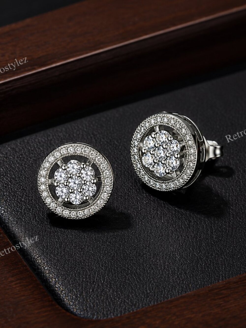 925 Sterling Silver Mens 2ct Diamond Stud Earrings Guys New Round Studs Jewelry